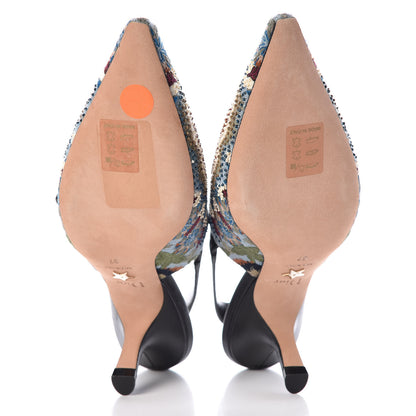 Christian Dior Embroidered Calfskin Beaded Sweet D Sling-Back Pumps 37 Deep Amaranth 5 of 8