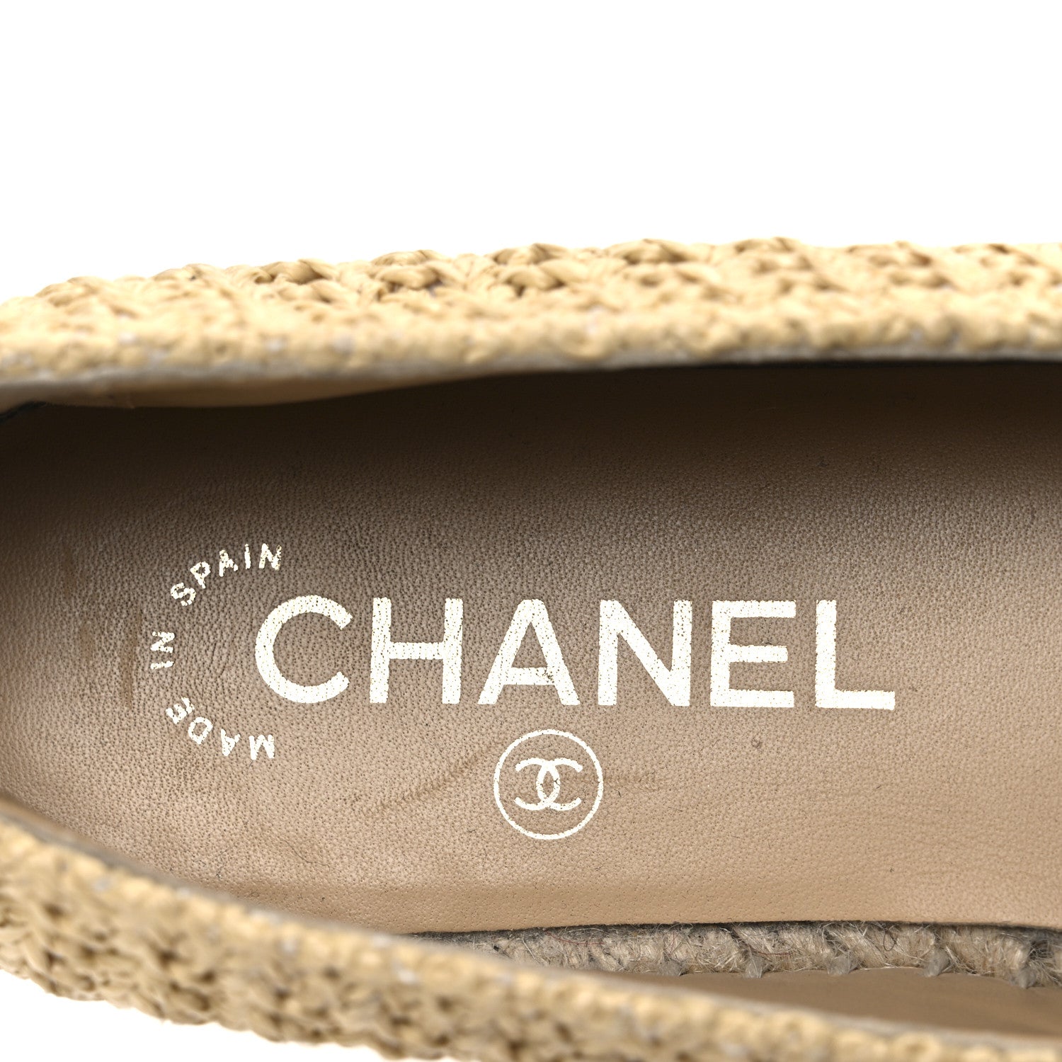 Chanel Braided Fabric Lambskin CC Espadrilles 38 Beige Black 9 of 11