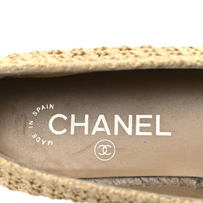 Chanel Braided Fabric Lambskin CC Espadrilles 38 Beige Black 9 of 11