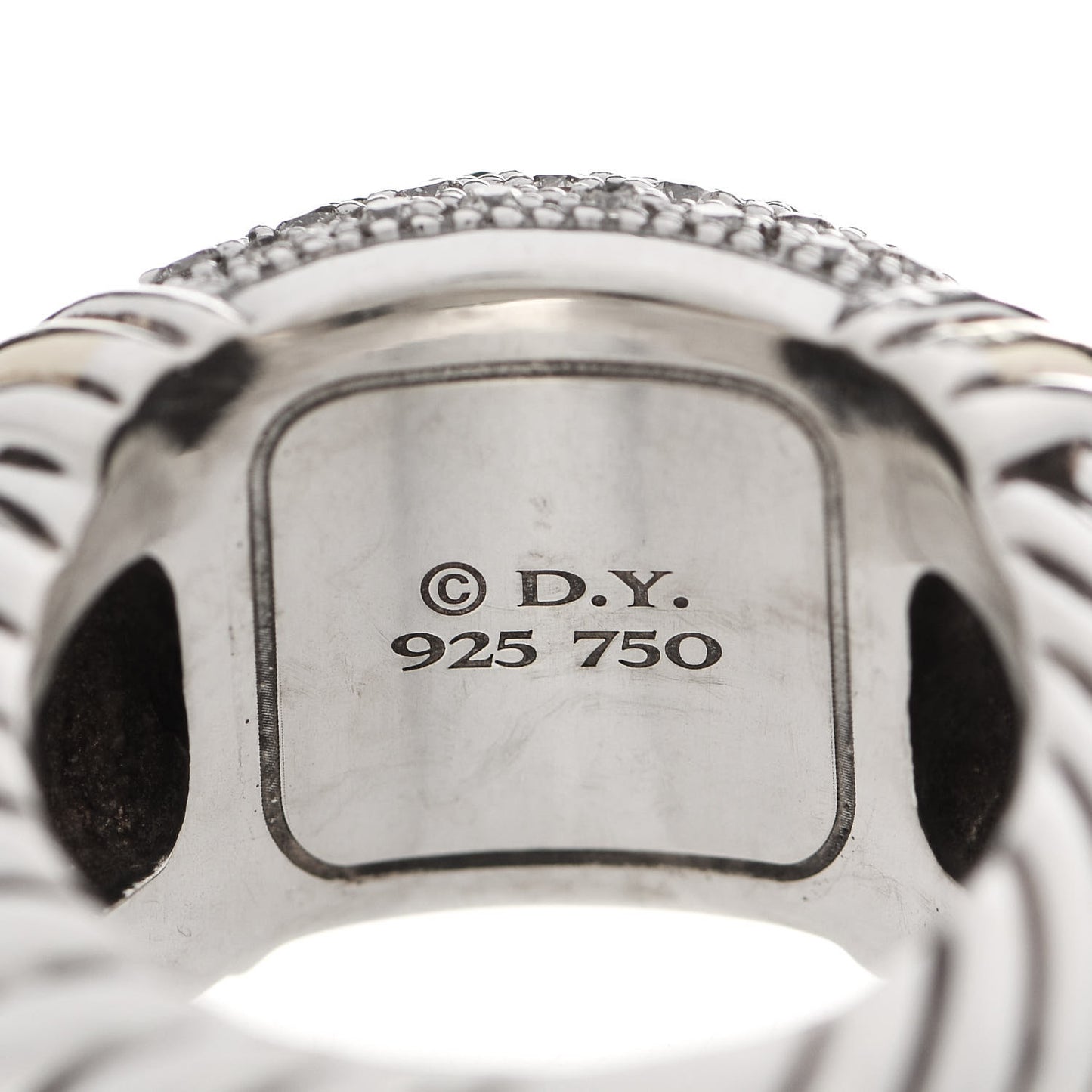 Sterling Silver 18K Yellow Gold Diamond Metro Cable Ring 52 6