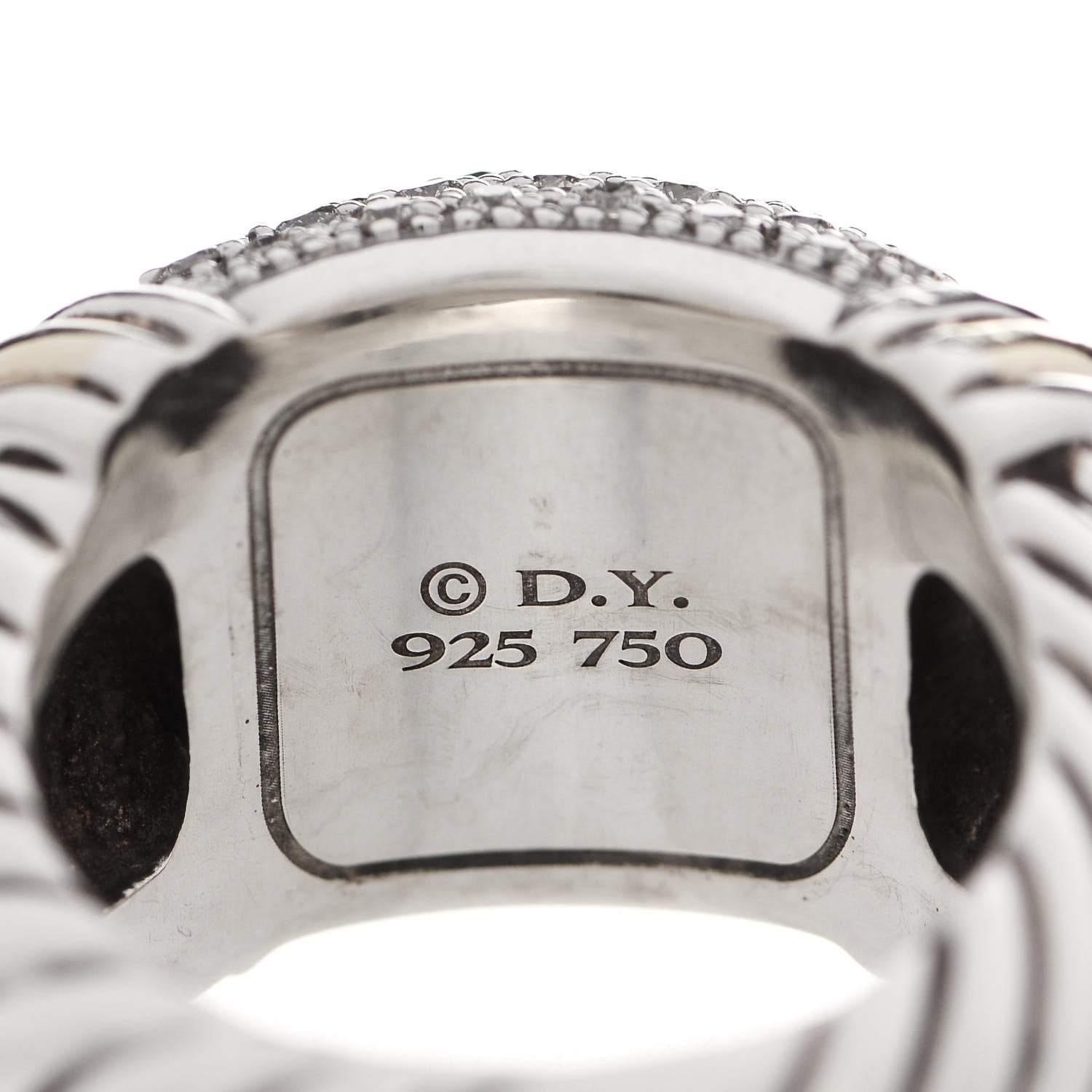 David Yurman Sterling Silver 18K Yellow Gold Diamond Metro Cable Ring 52 6 5 of 5