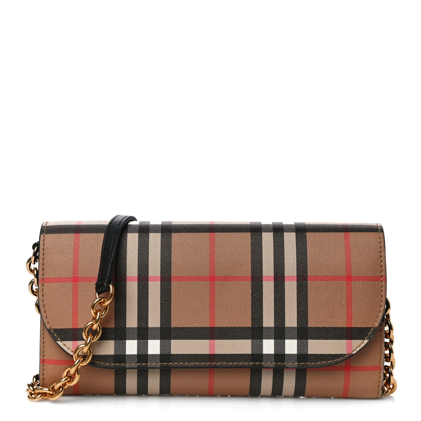Vintage Check Henley Wallet On Chain Black