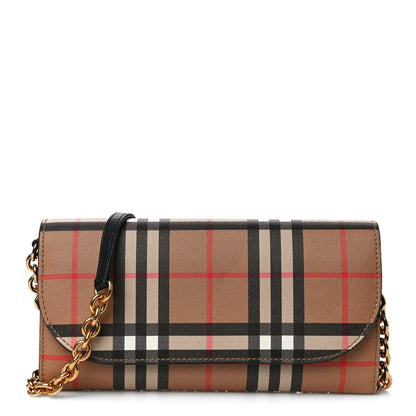 Burberry Vintage Check Henley Wallet On Chain Black 1 of 9
