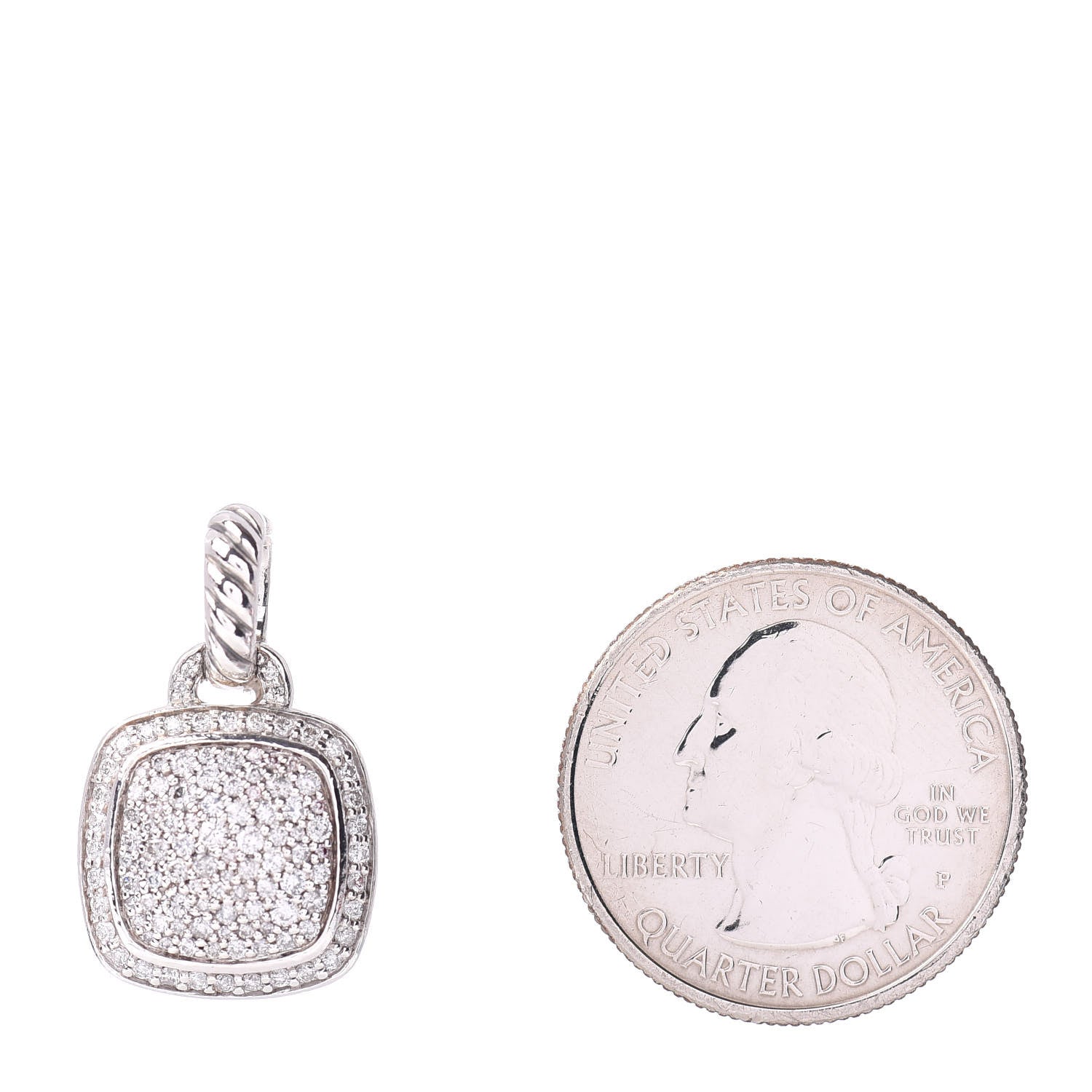 David Yurman Sterling Silver Diamond 11mm Albion Enhancer Pendant 2 of 3