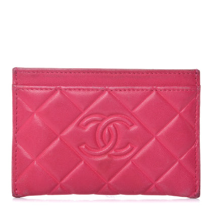 Chanel Lambskin Quilted Diamond CC Card Holder Fuchsia 1 of 9