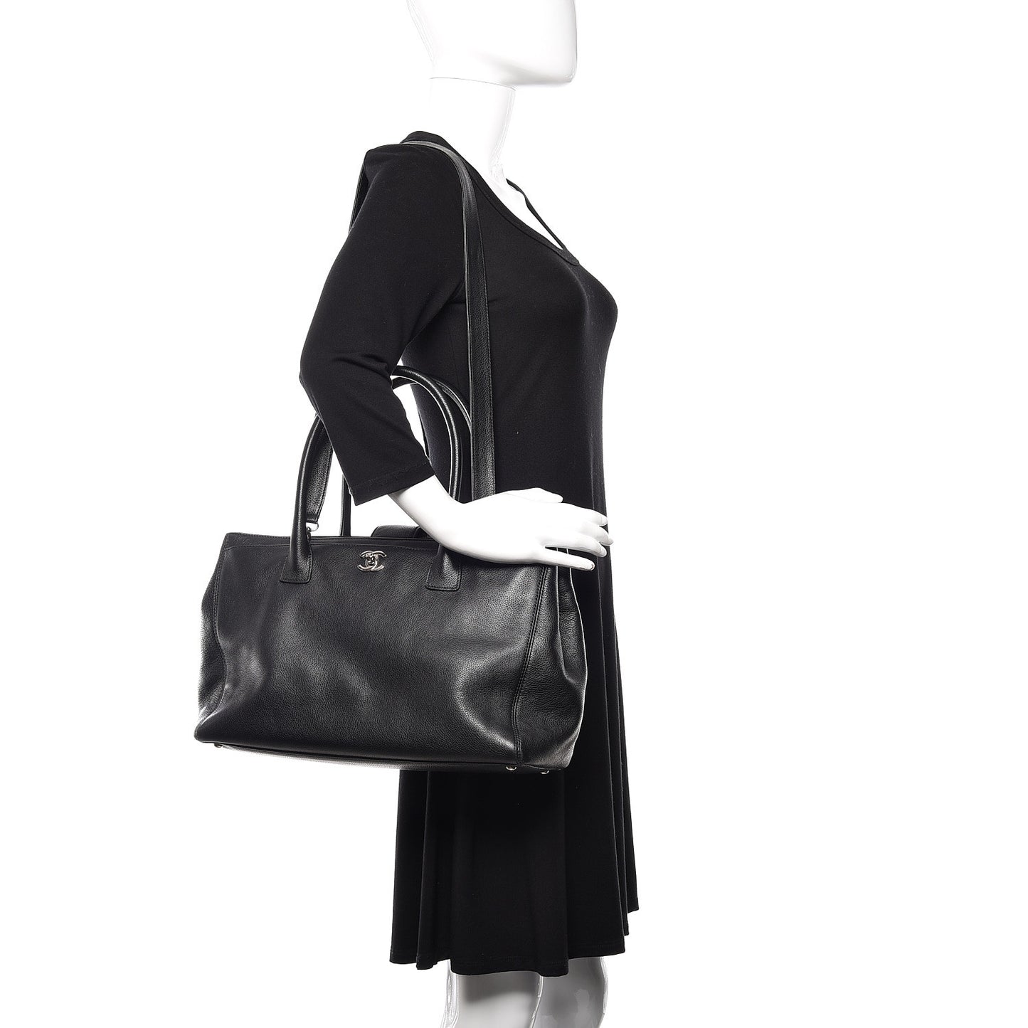 Calfskin Cerf Executive Shopper Tote Black