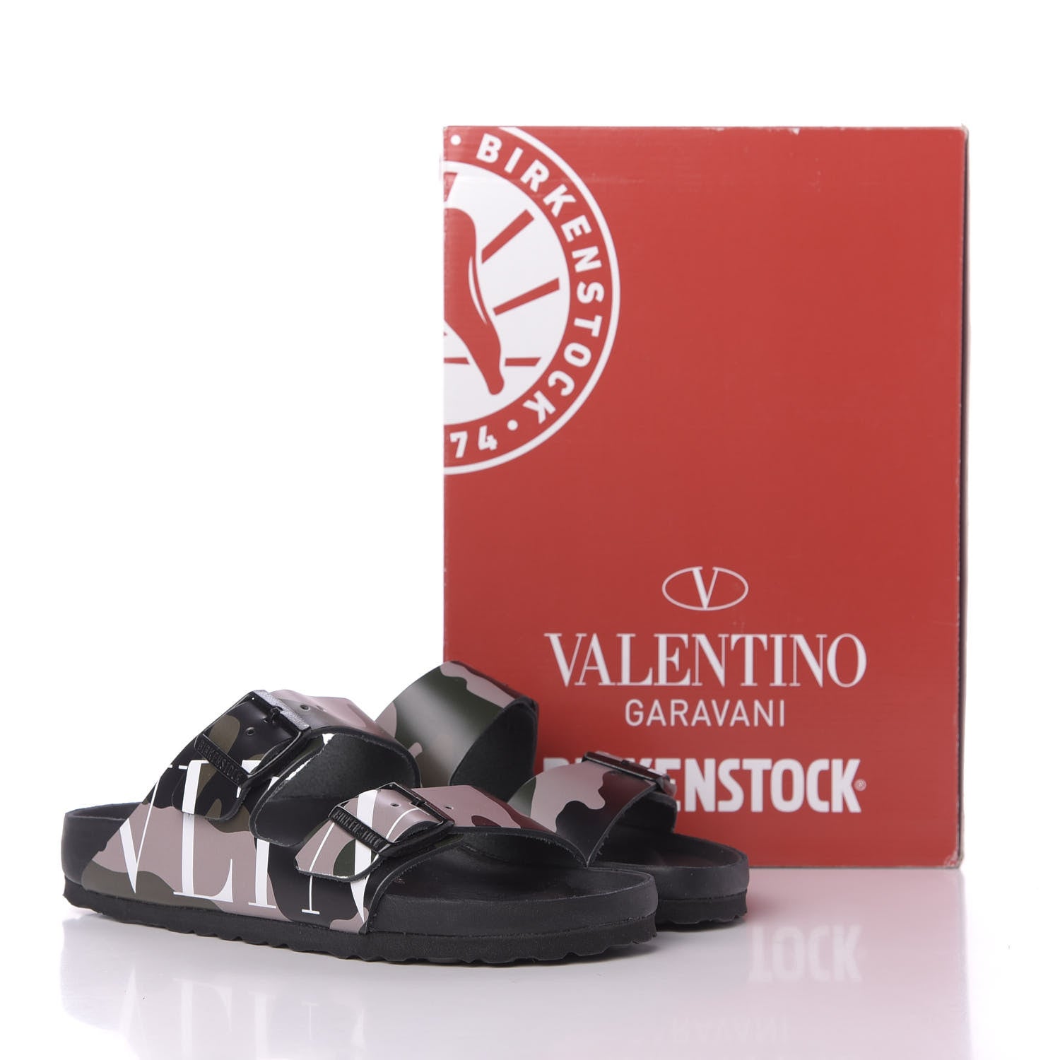 Valentino Garavani X BIRKENSTOCK Calfskin VLTN Arizona Slide Sandals 37 Army Green Poudre 9 of 9