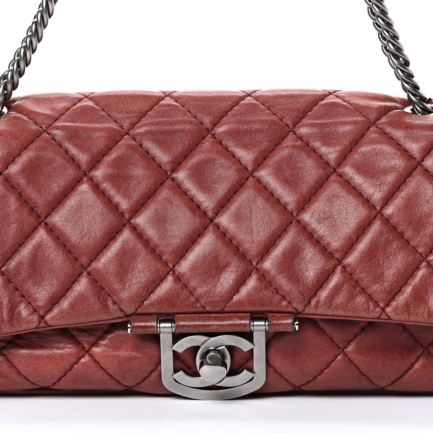 Lambskin Quilted Medium Icons Secret Label Flap Red