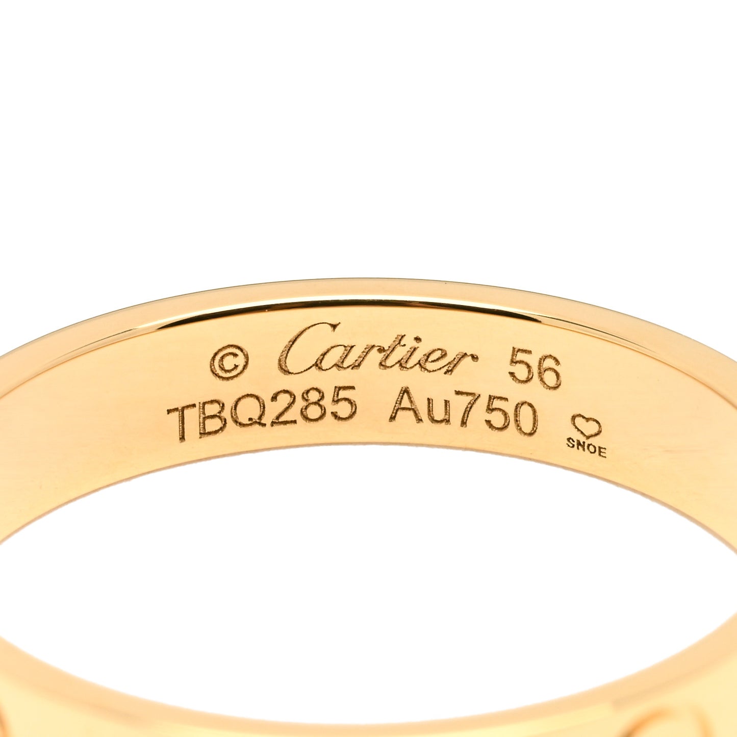 18K Yellow Gold 3.5mm LOVE Wedding Band Ring 56 7.5