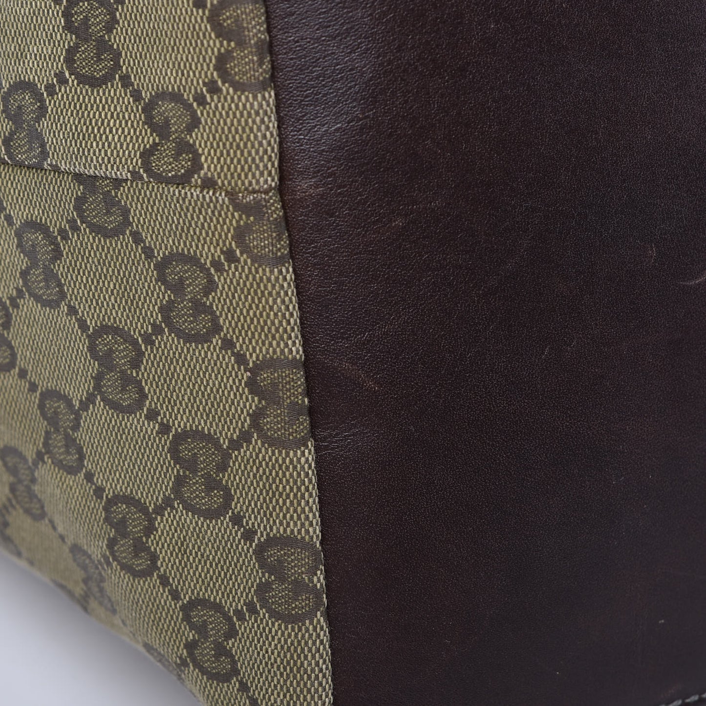 GG Monogram Large Web Handle Bucket Tote Brown