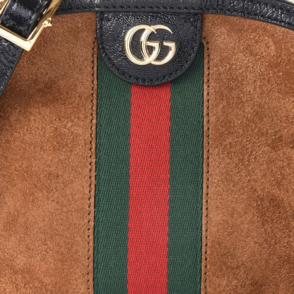 Gucci Suede Patent Web Small Ophidia Dome Shoulder Bag Nocciola Black 9 of 9