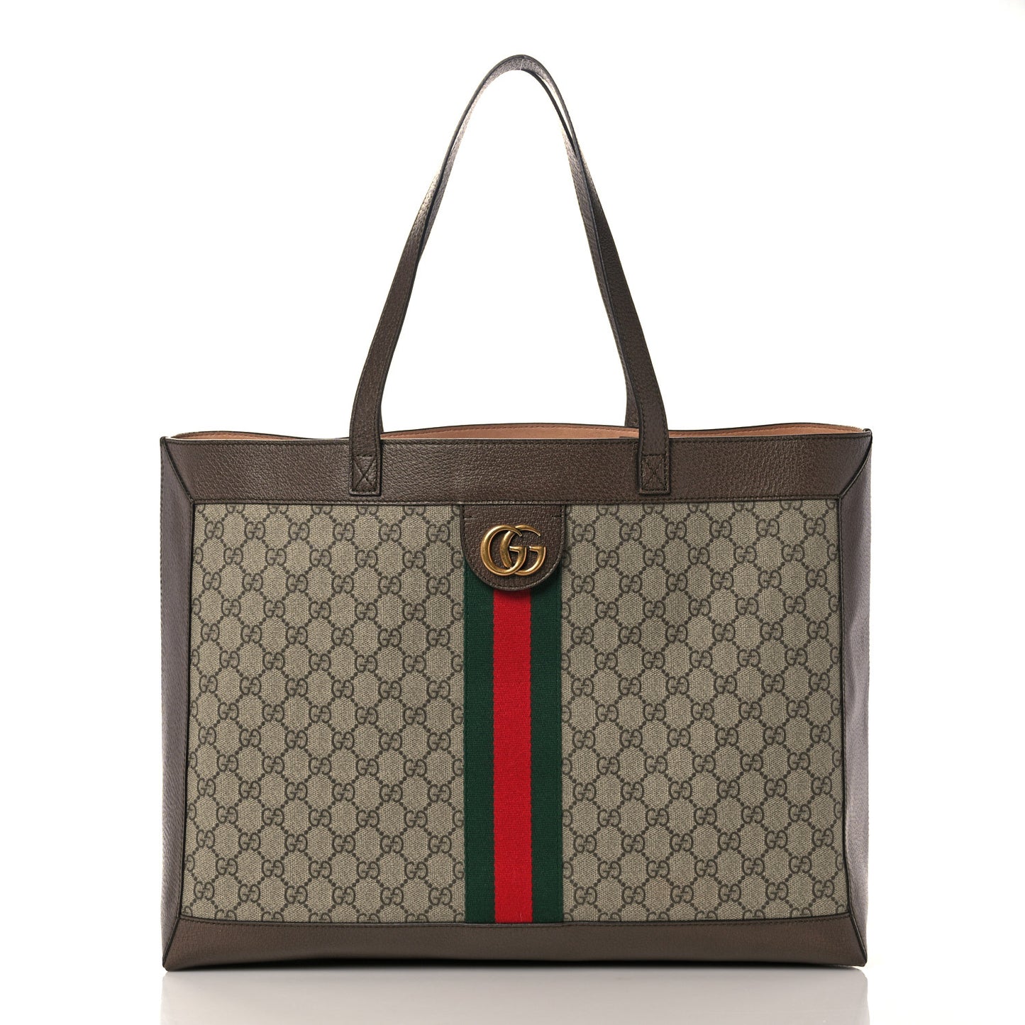 GG Supreme Monogram Web Ophidia Tote Brown