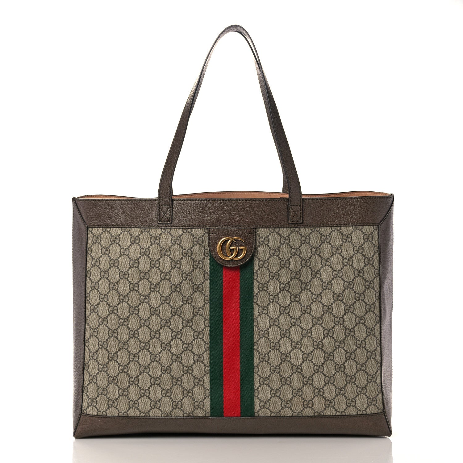 Gucci GG Supreme Monogram Web Ophidia Tote Brown 3 of 11