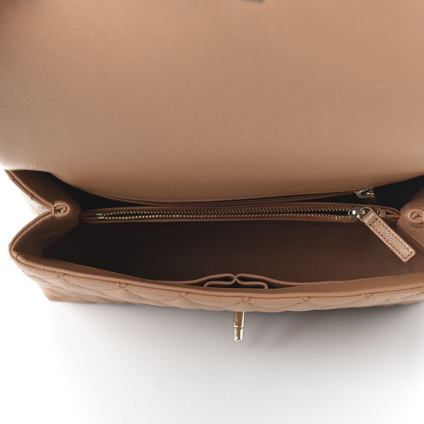 Caviar Quilted Small Coco Handle Flap Brown