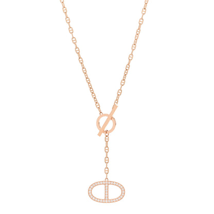 Hermes 18K Rose Gold Diamond GM Chaine D'Ancre Contour Pendant Necklace ST 1 of 4