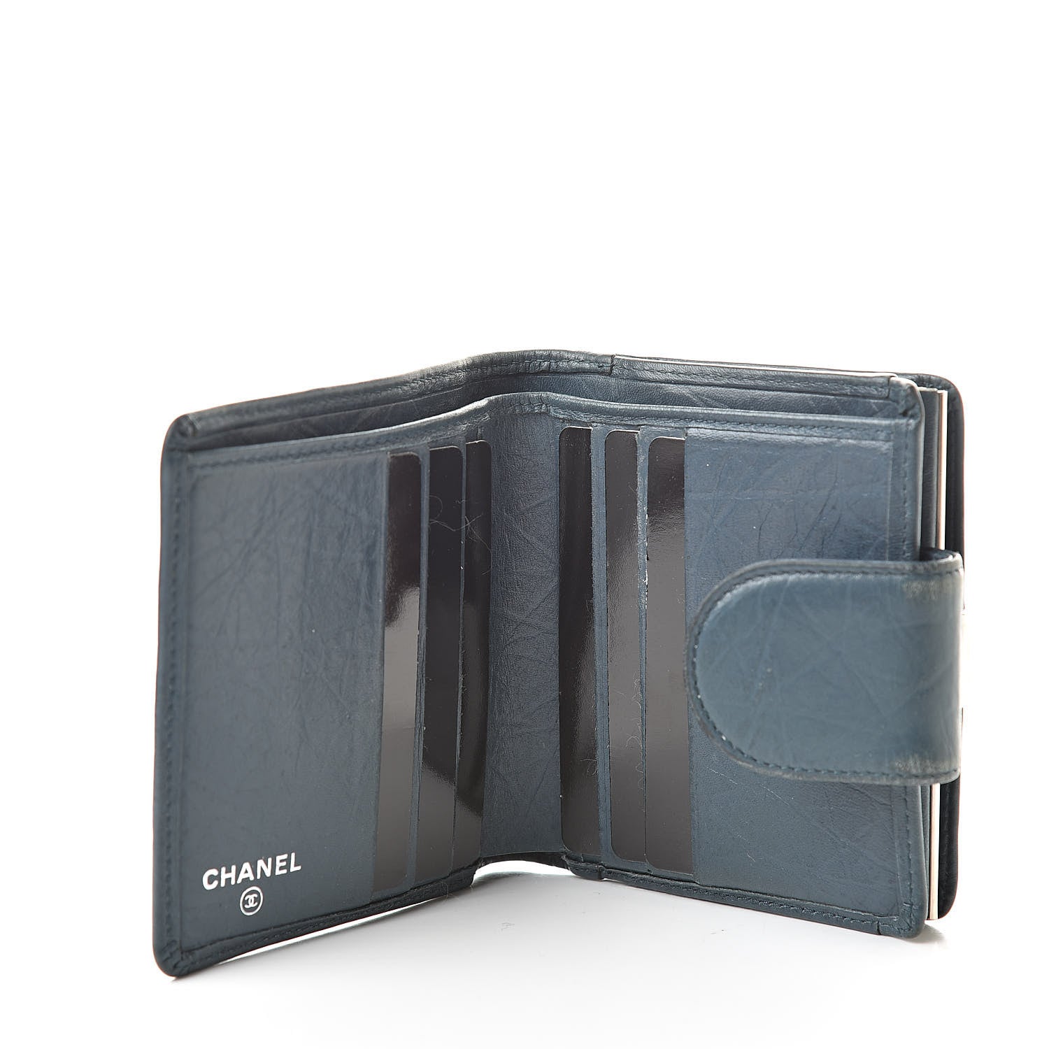 Chanel Aged Calfskin Cambon Compact Wallet Blue 5 of 17
