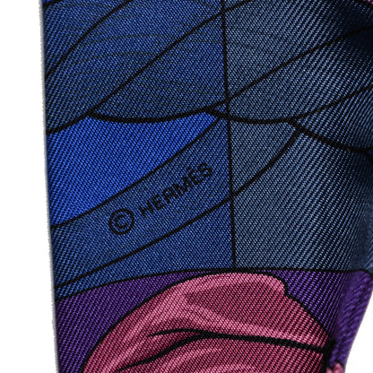 Hermes Silk Cavalleria D'Etriers Twilly Violet Bleu Rose 4 of 4
