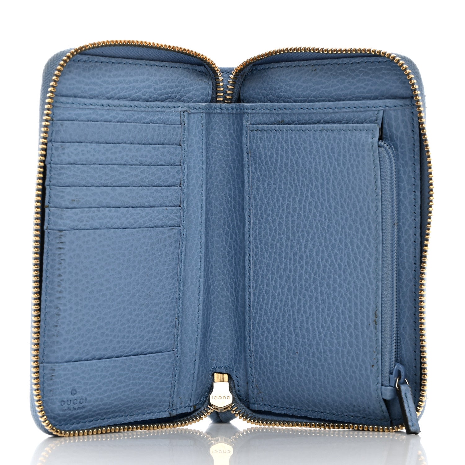 Gucci Dollar Calfskin Medium Swing Zip Around Wallet Light Blue 5 of 11