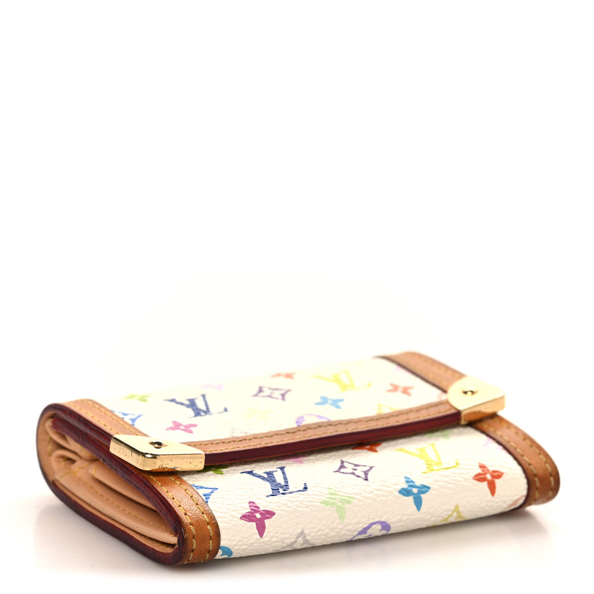 Louis Vuitton Monogram Multicolor Porte-Monnaie Plat Coin Purse White 4 of 8