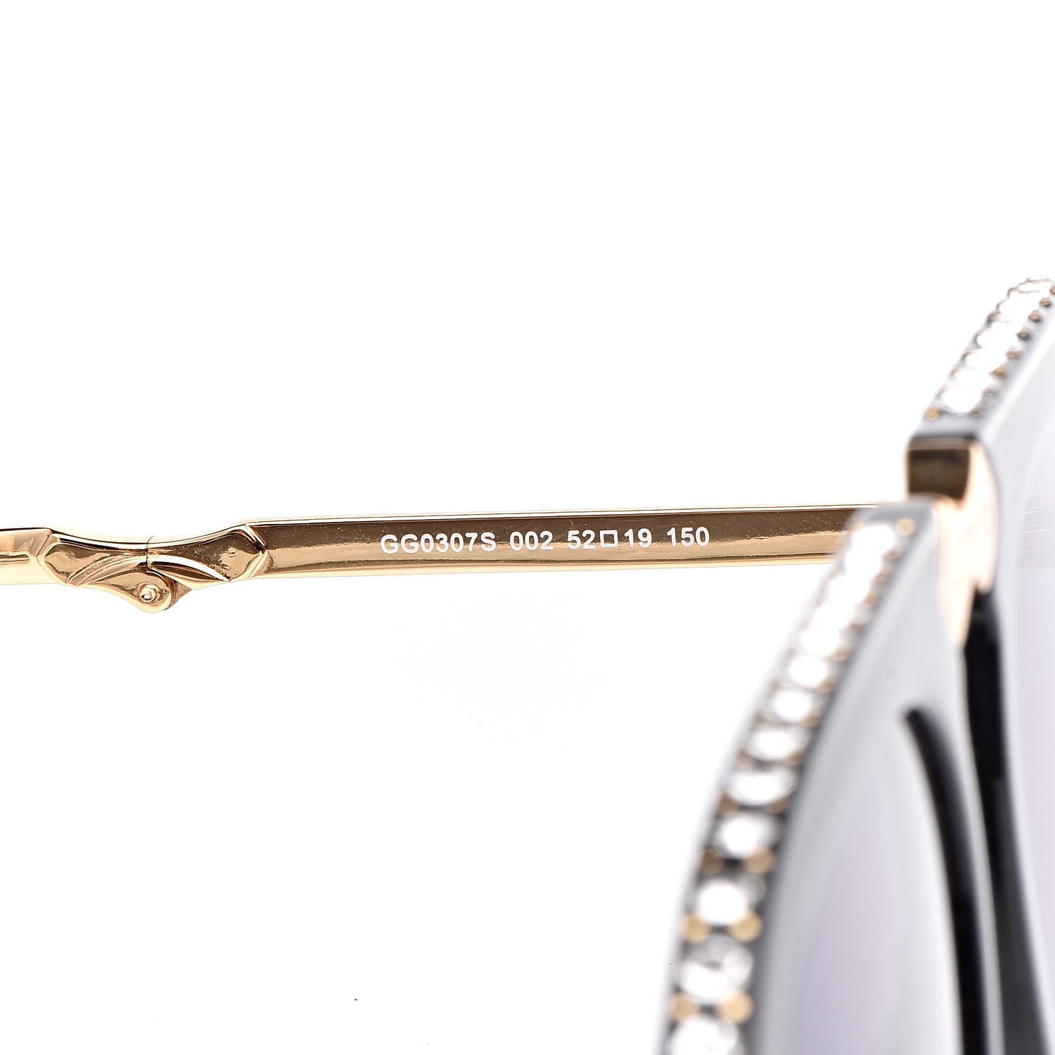 Gucci Acetate Crystal Foldable Aviator Sunglasses GG0307S Black 6 of 11