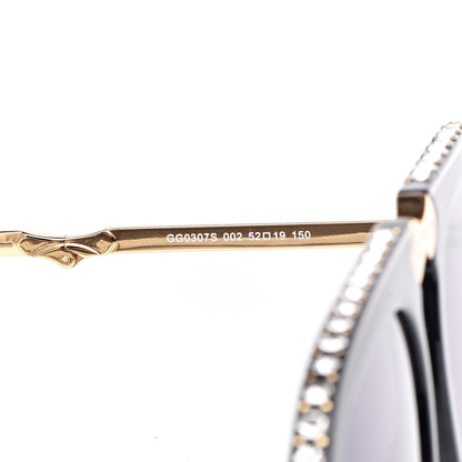 Gucci Acetate Crystal Foldable Aviator Sunglasses GG0307S Black 6 of 11