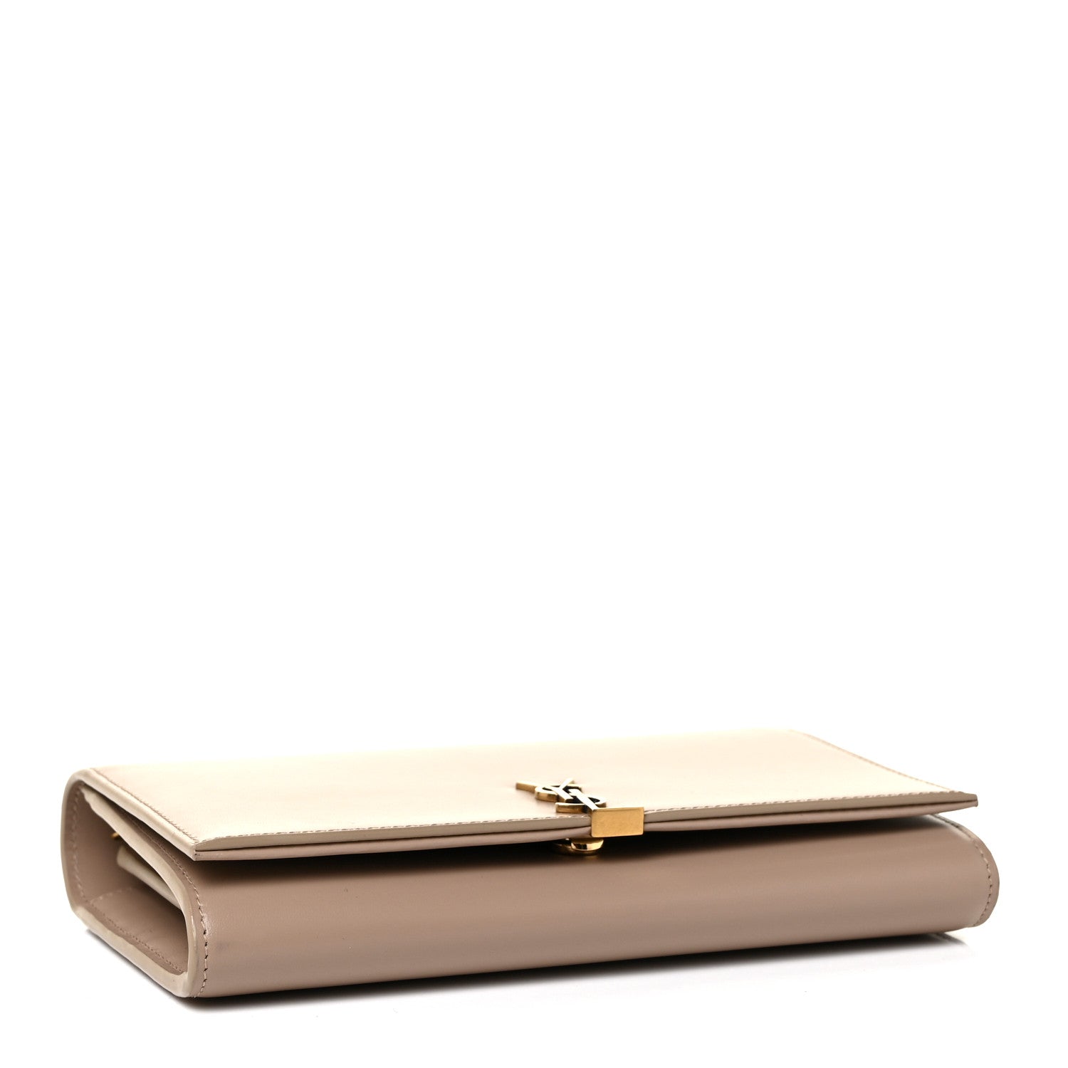 Saint Laurent Glossy Calfskin Monogram Chain Wallet Dark Beige 3 of 8