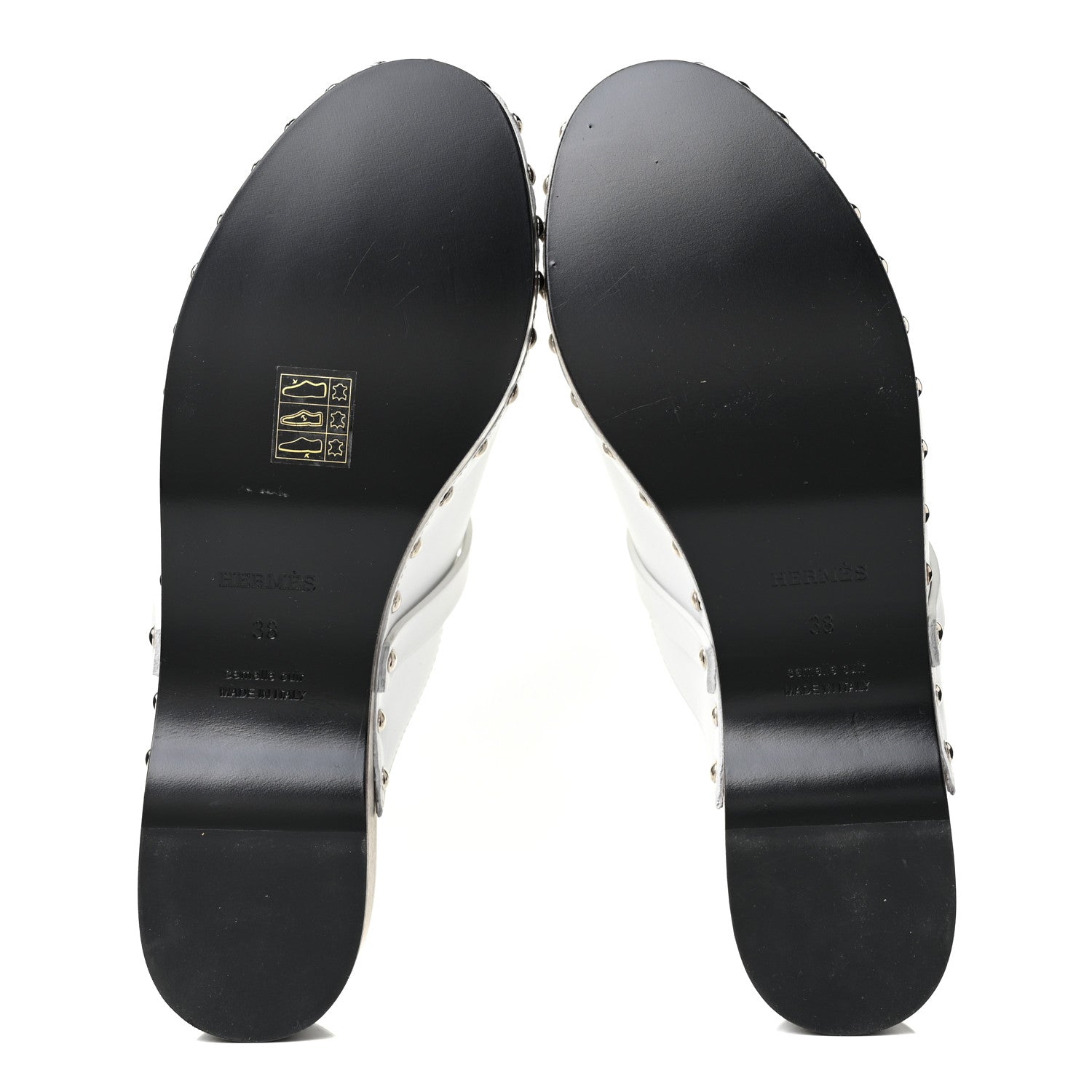 Hermes Calfskin Calya Mules 38 White 5 of 7