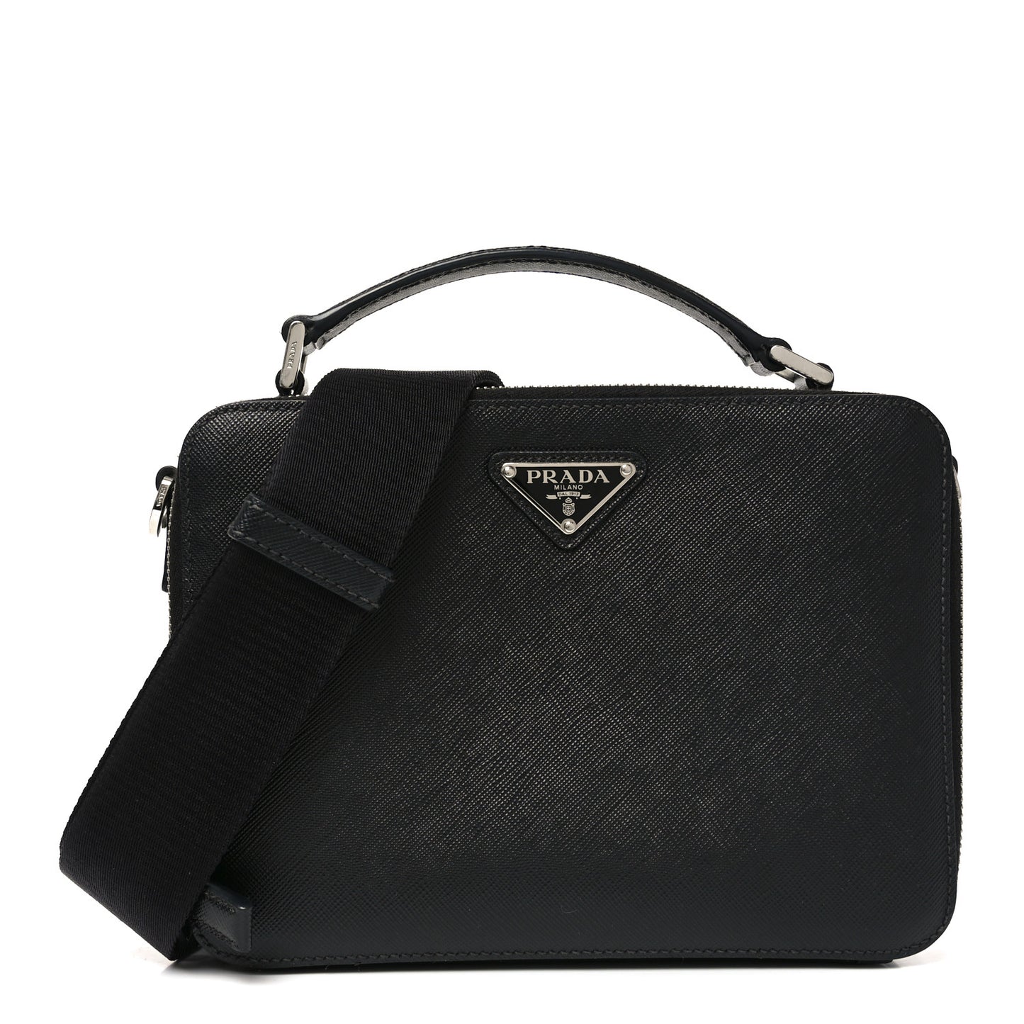 Saffiano Travel Medium Brique Crossbody Bag Black Black