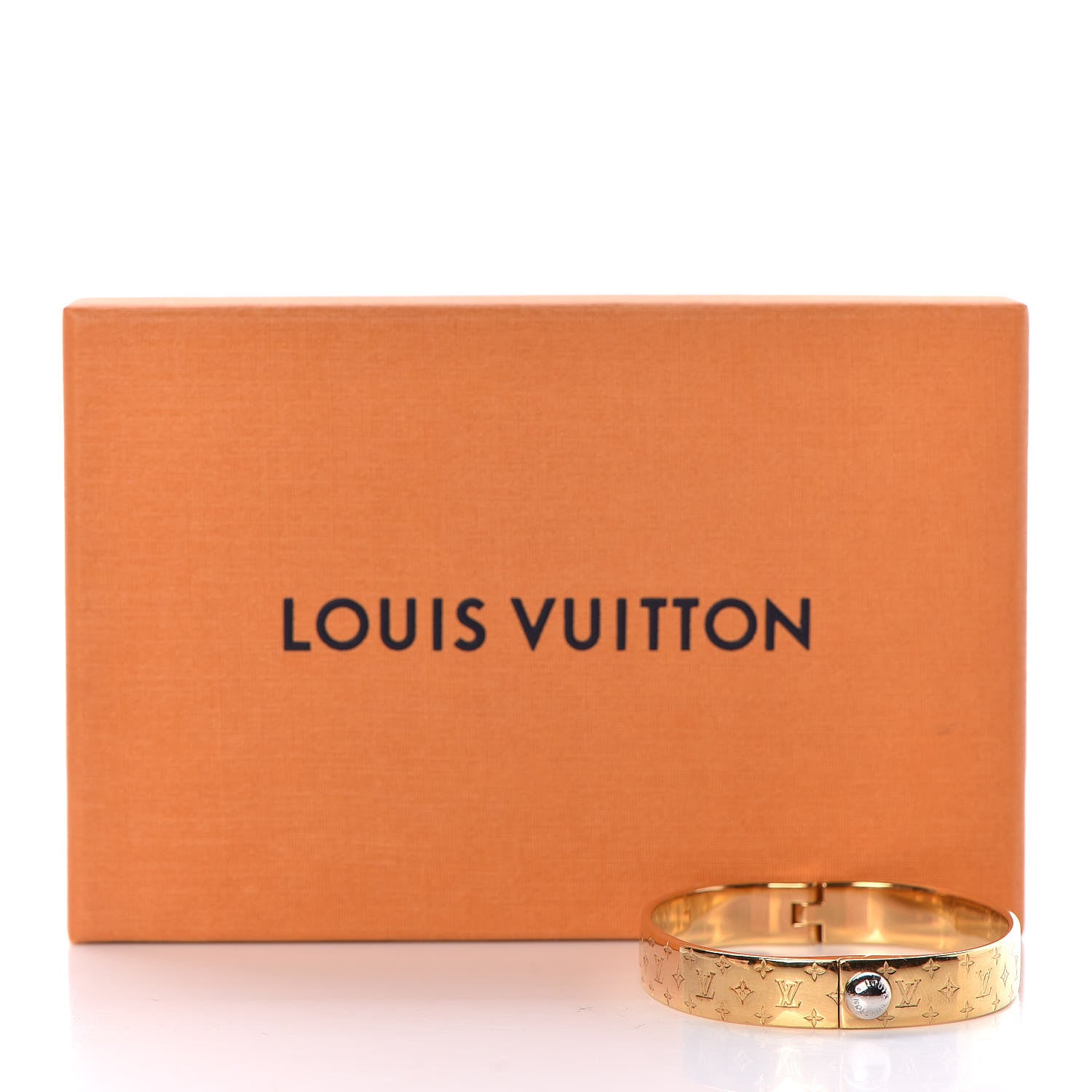 Louis Vuitton Brass Monogram Nanogram Cuff M Gold 7 of 7