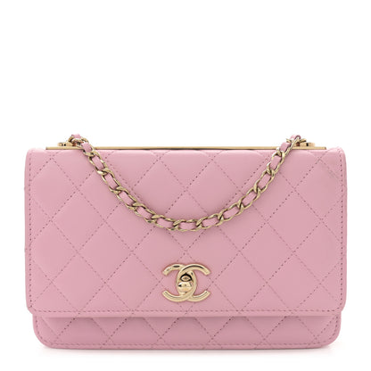 Chanel Lambskin Quilted Trendy CC Wallet On Chain WOC Pink 1 of 12