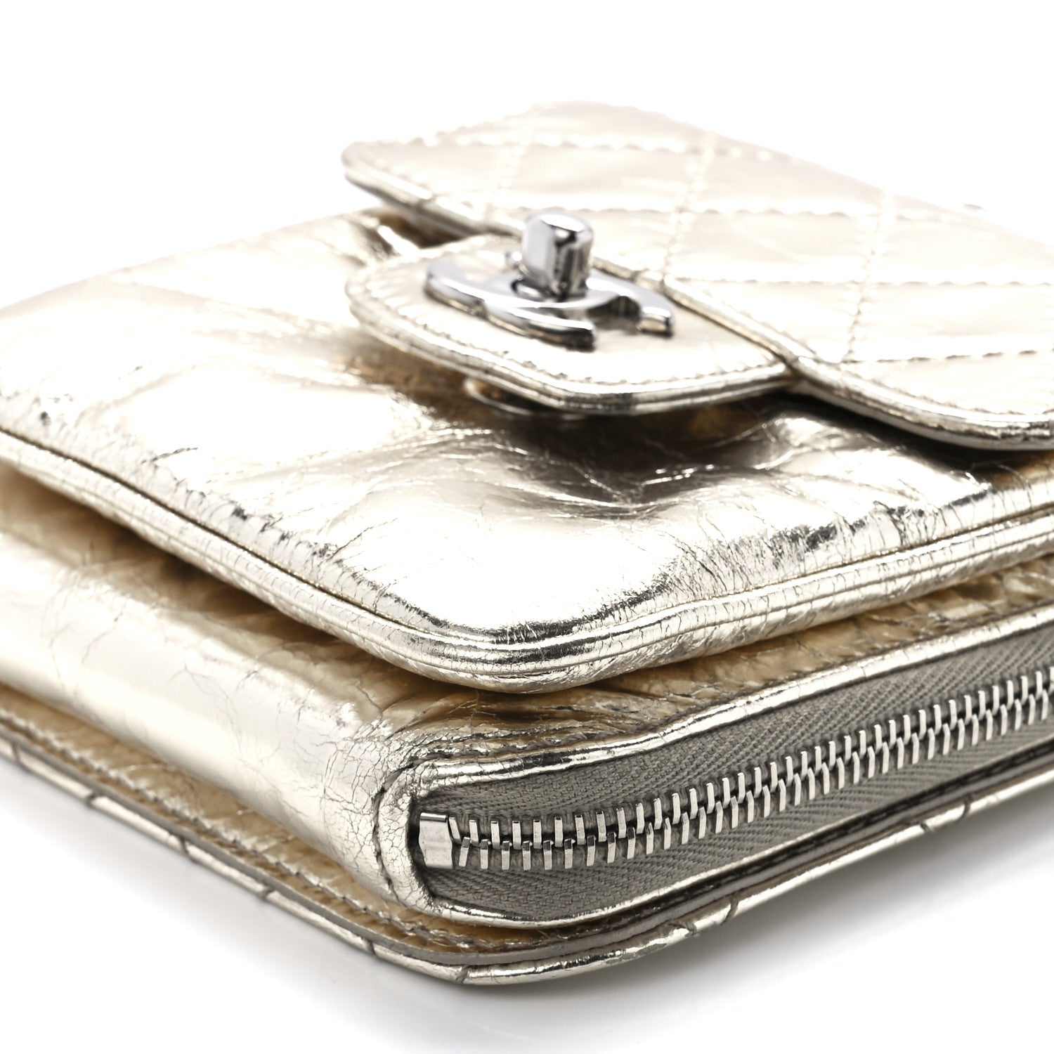 Chanel Crackled Aged Calfskin Mini Crossbody Flap Gold 10 of 12