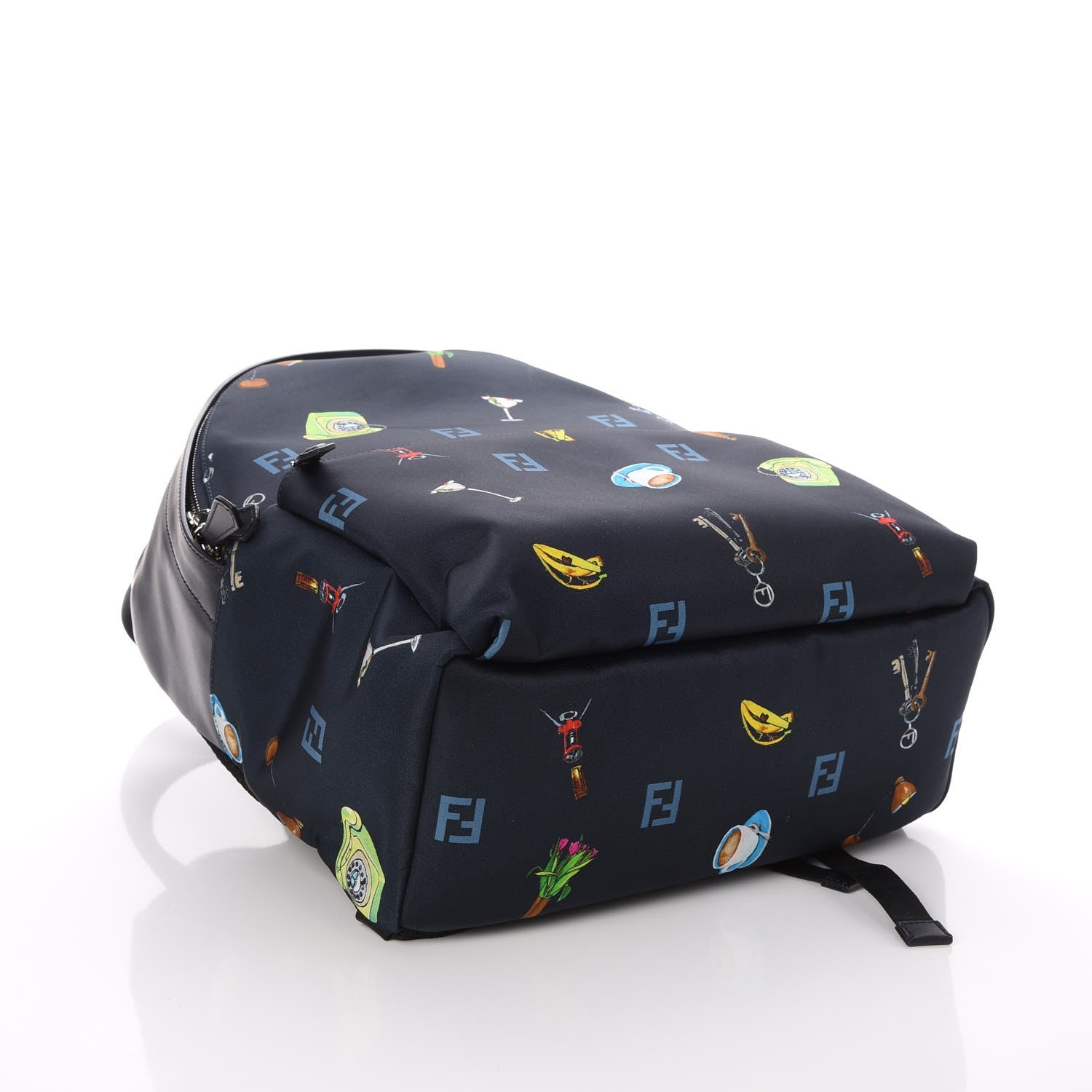 Fendi Nylon Calfskin Print Backpack Navy Multicolor 4 of 7