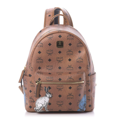 MCM Visetos Small Hide And Seek Rabbit Stark Backpack Cognac 1 of 9