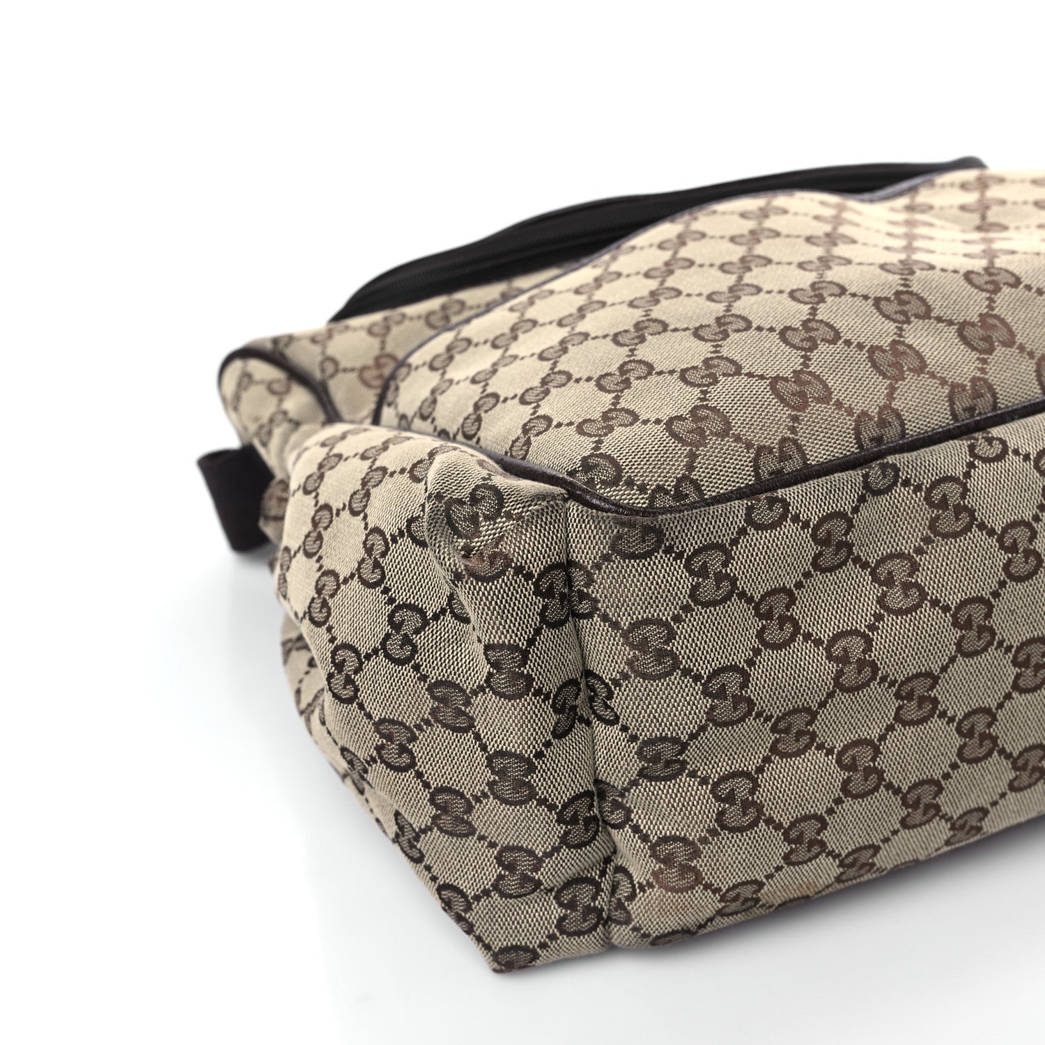 Gucci Monogram Natural Pigskin Large Diaper Bag Beige Ebony Cocoa Dark Chocolate 9 of 10
