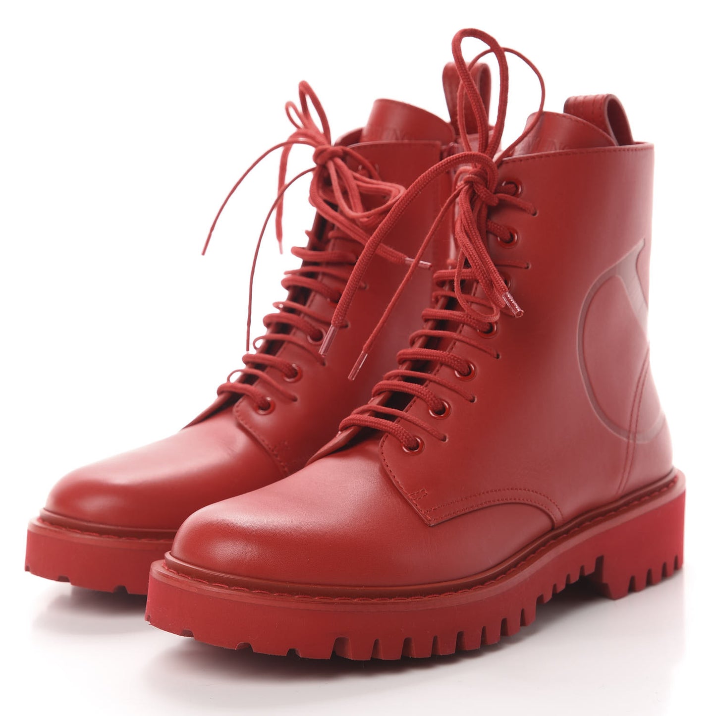 Calfskin Womens VLOGO 35mm Combat Boots 39 Rouge Pur