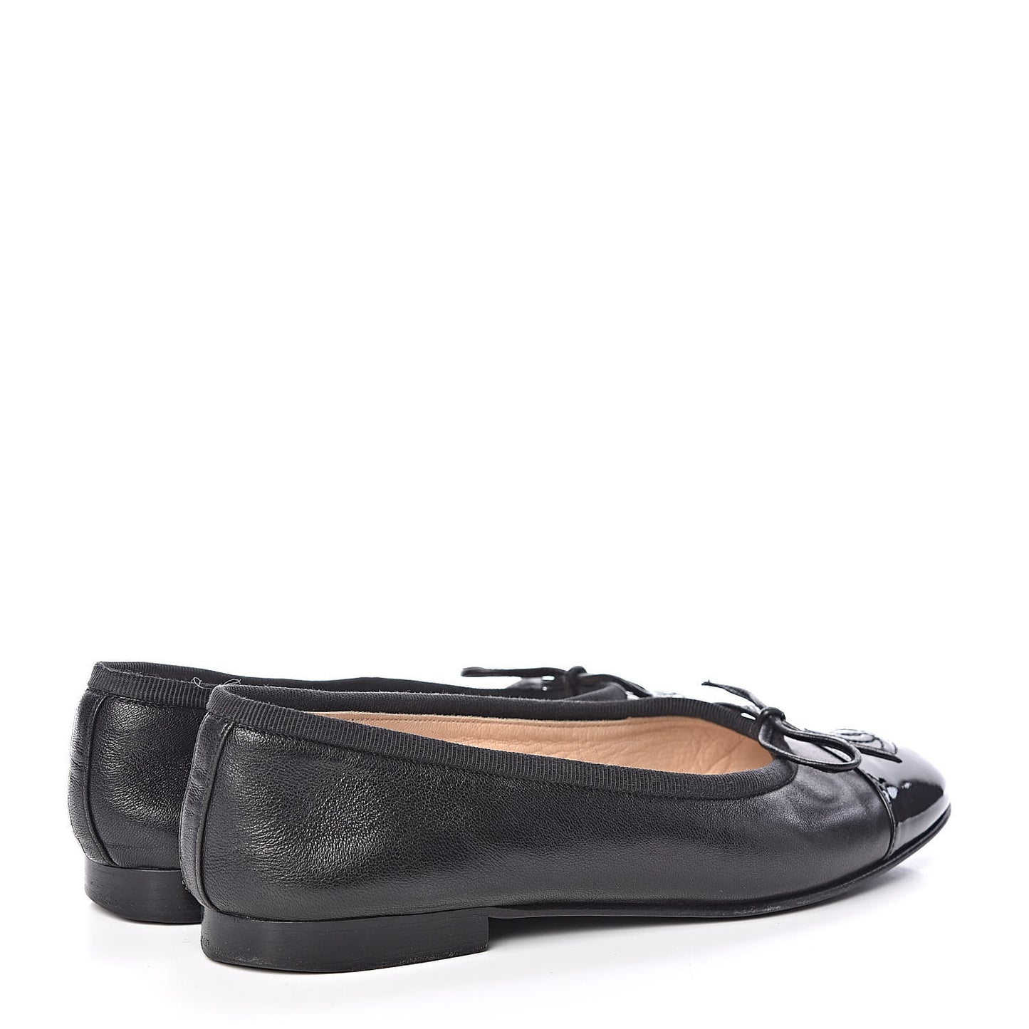 Lambskin Patent CC Cap Toe Ballerina Flats 35 Black
