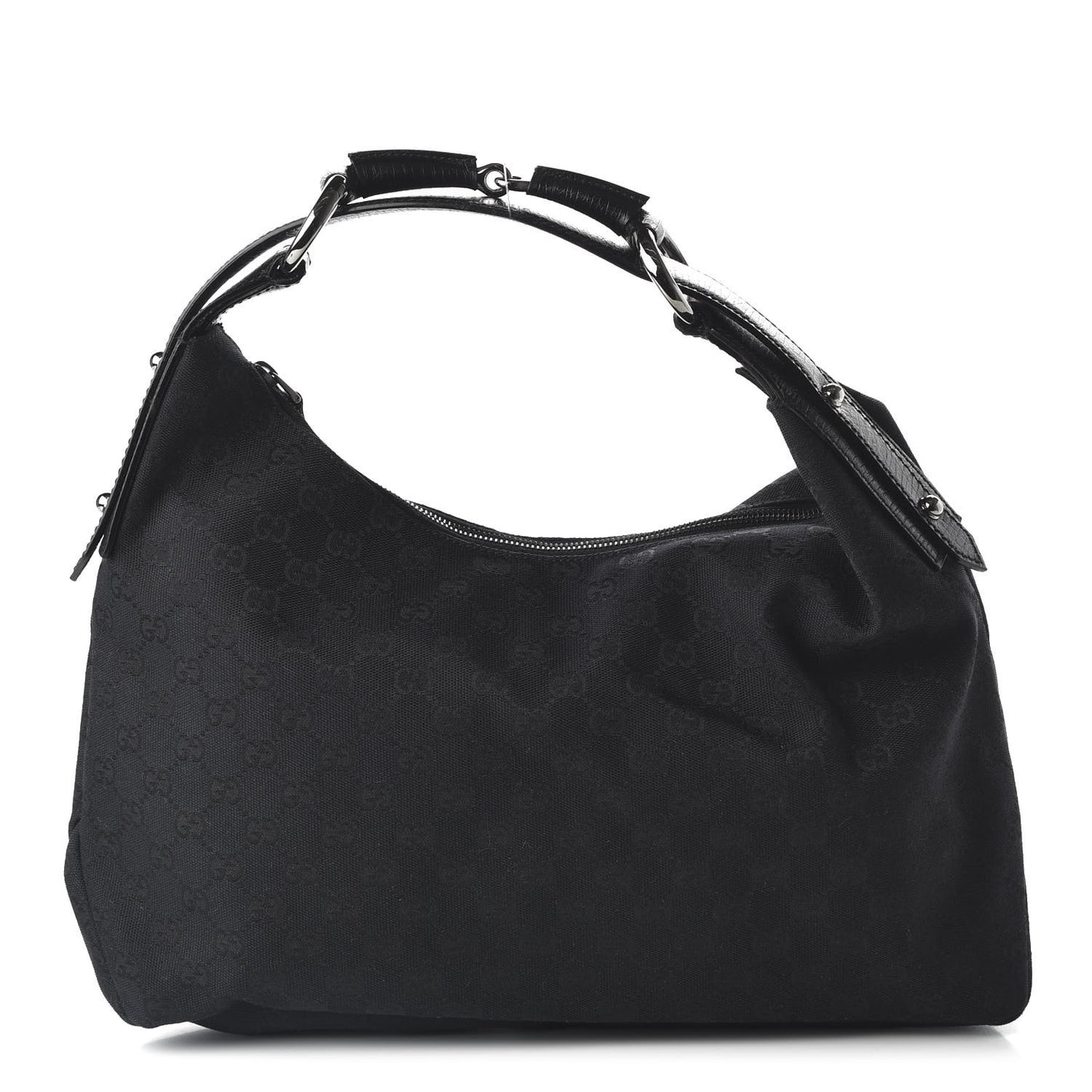 Monogram Medium Horsebit Chain Hobo Black