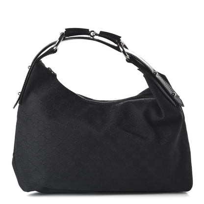 Gucci Monogram Medium Horsebit Chain Hobo Black 1 of 10
