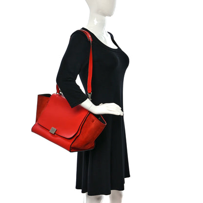 Celine Drummed Calfskin Medium Trapeze Orange 2 of 13