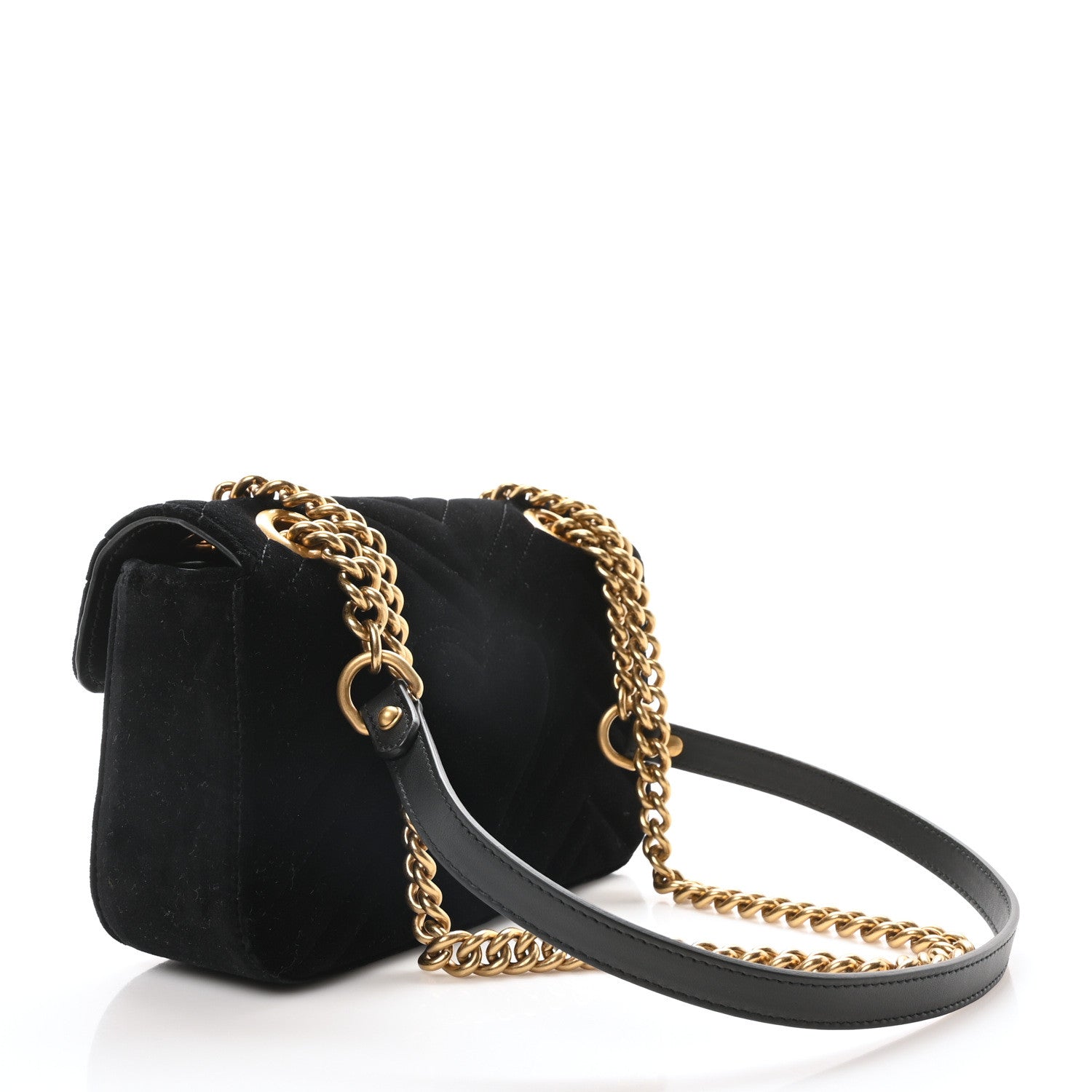 Gucci Velvet Matelasse Mini GG Marmont Shoulder Bag Black 3 of 11