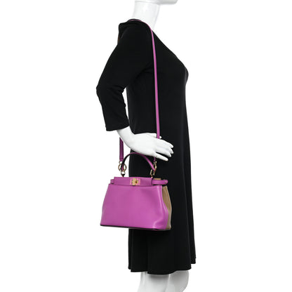 Fendi Vitello Seta Nappa Plexiglass Bi-Color Mini Peekaboo Iconic Satchel Bouganville Sand 2 of 11