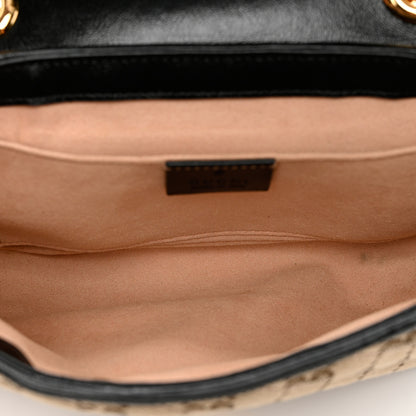 Gucci Monogram Matelasse Diagonal Mini GG Marmont Shoulder Bag Beige Black 5 of 9