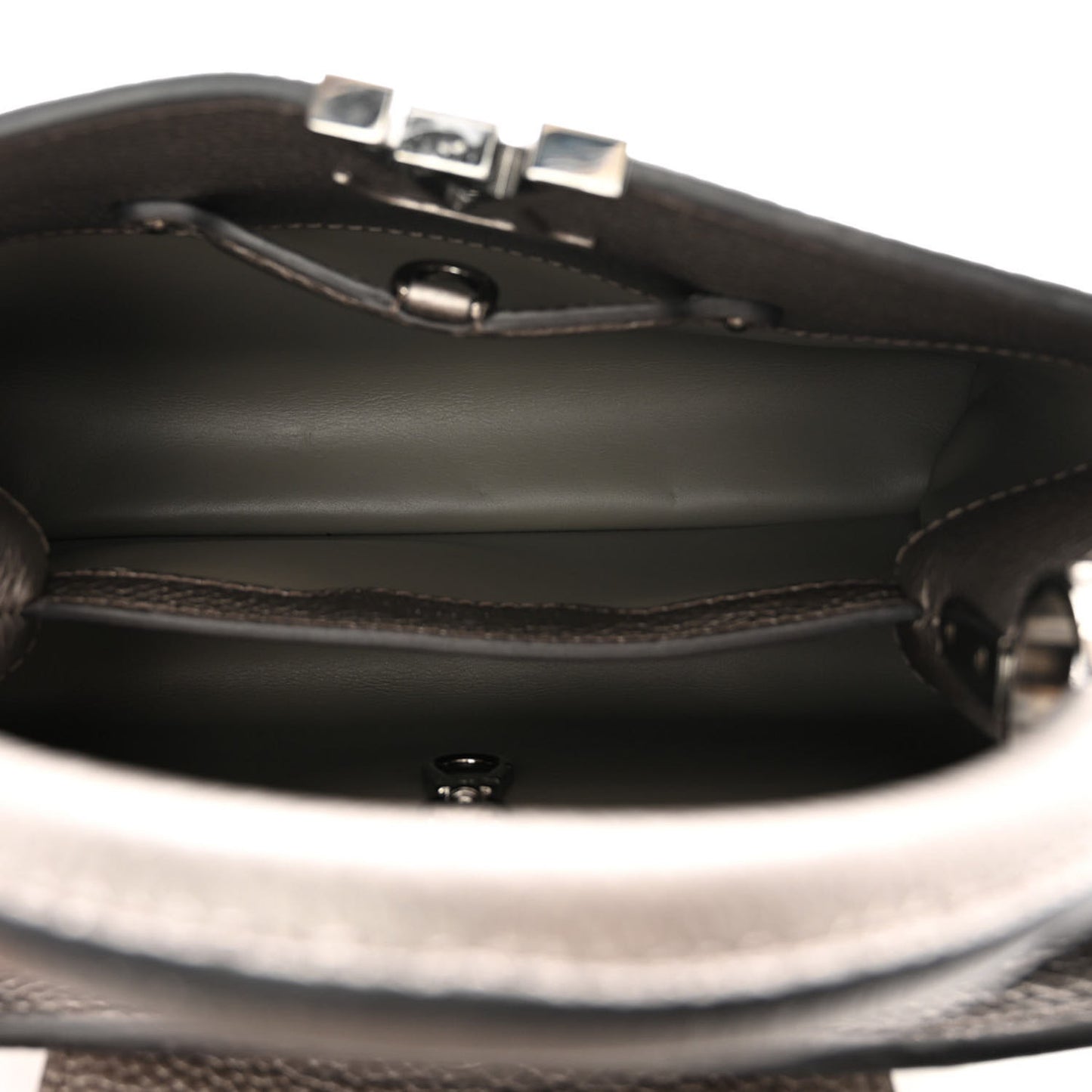 Metallic Calfskin Capucines BB Etain