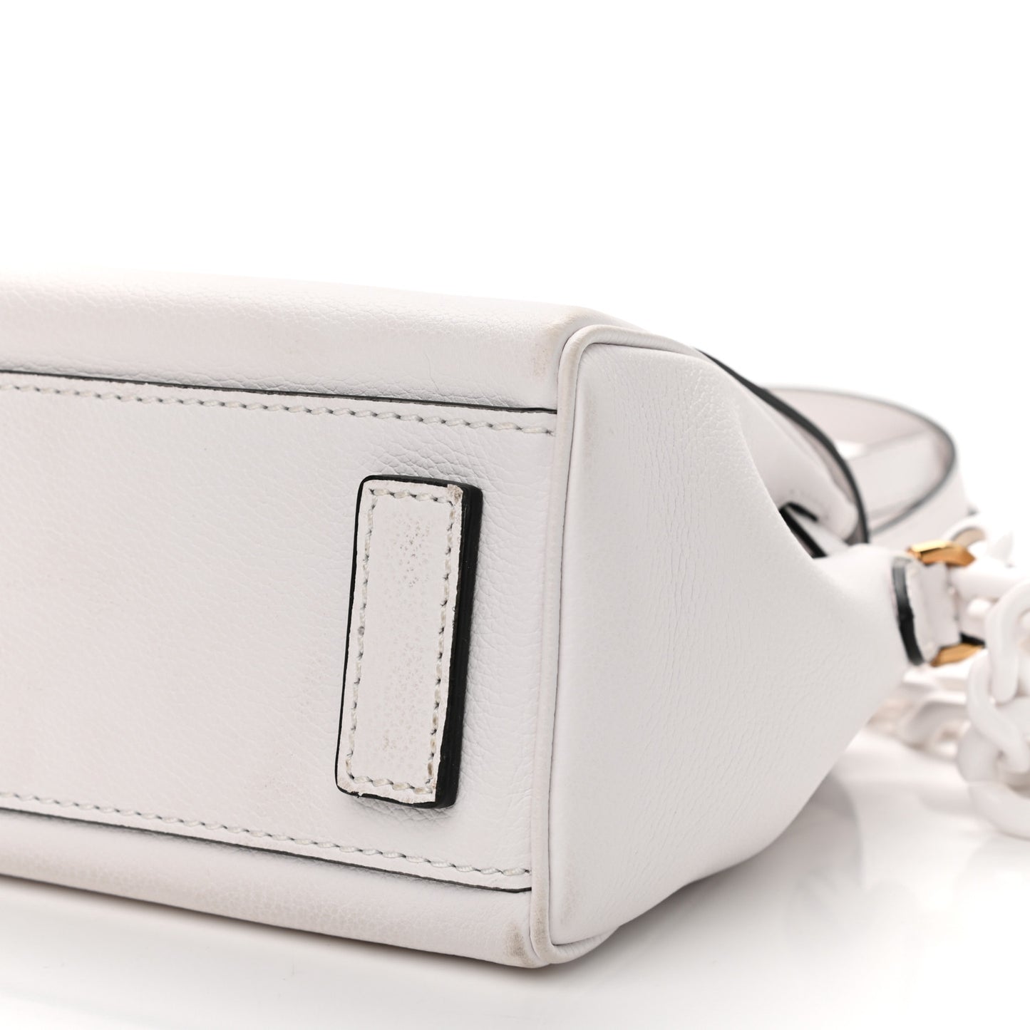 Grained Calfskin Small La Medusa Top Handle Bag White