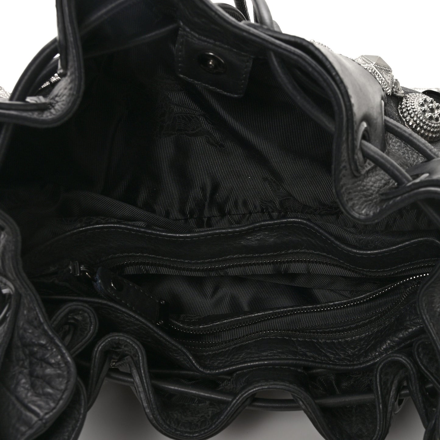 Calfskin Mason Warrior Studded Hobo Black