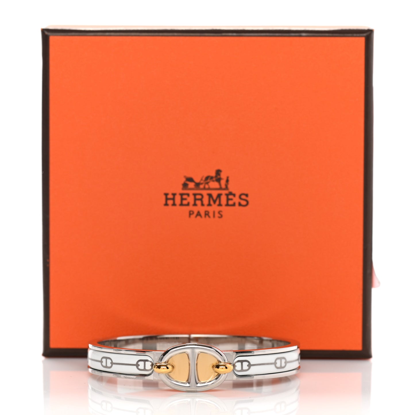 Enamel Mini Farandole Clic Chaine D'Ancre Bracelet Platine White