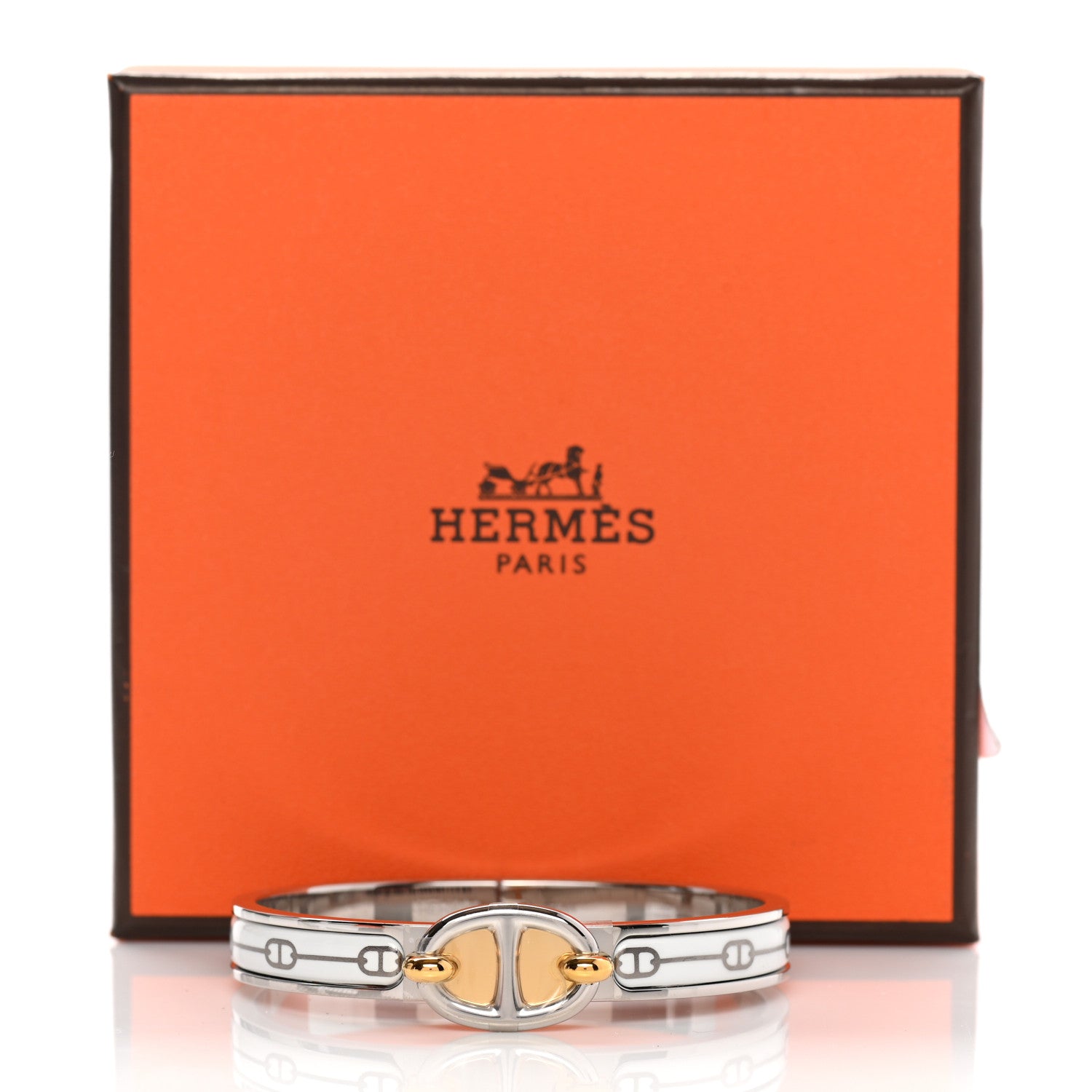 Hermes Enamel Mini Farandole Clic Chaine D'Ancre Bracelet Platine White 5 of 5