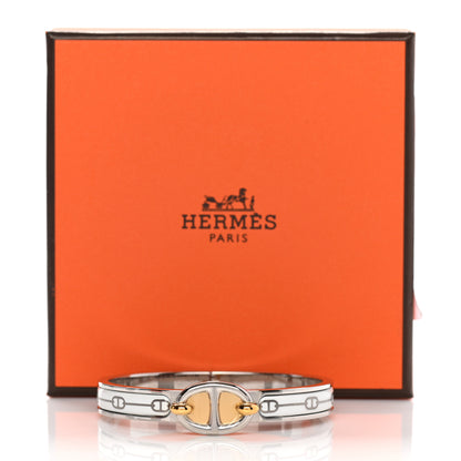 Hermes Enamel Mini Farandole Clic Chaine D'Ancre Bracelet Platine White 5 of 5