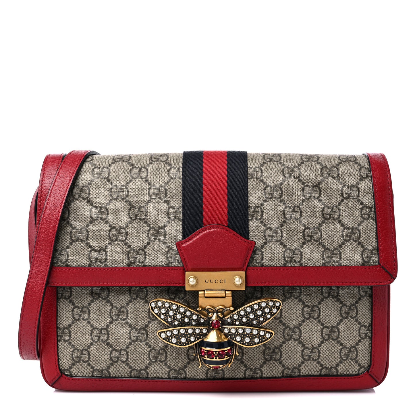 GG Supreme Monogram Medium Queen Margaret Shoulder Bag Red