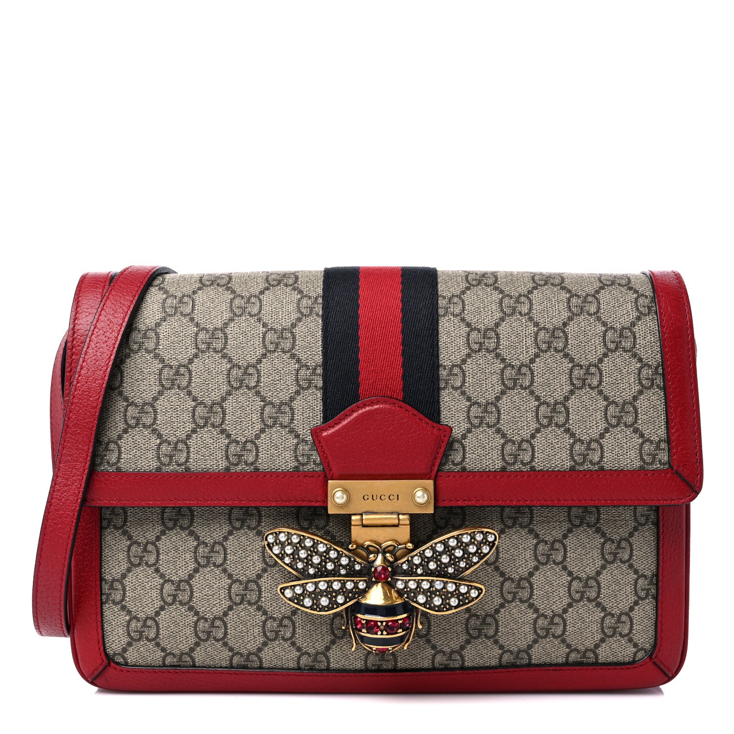 Gucci GG Supreme Monogram Medium Queen Margaret Shoulder Bag Red 1 of 11